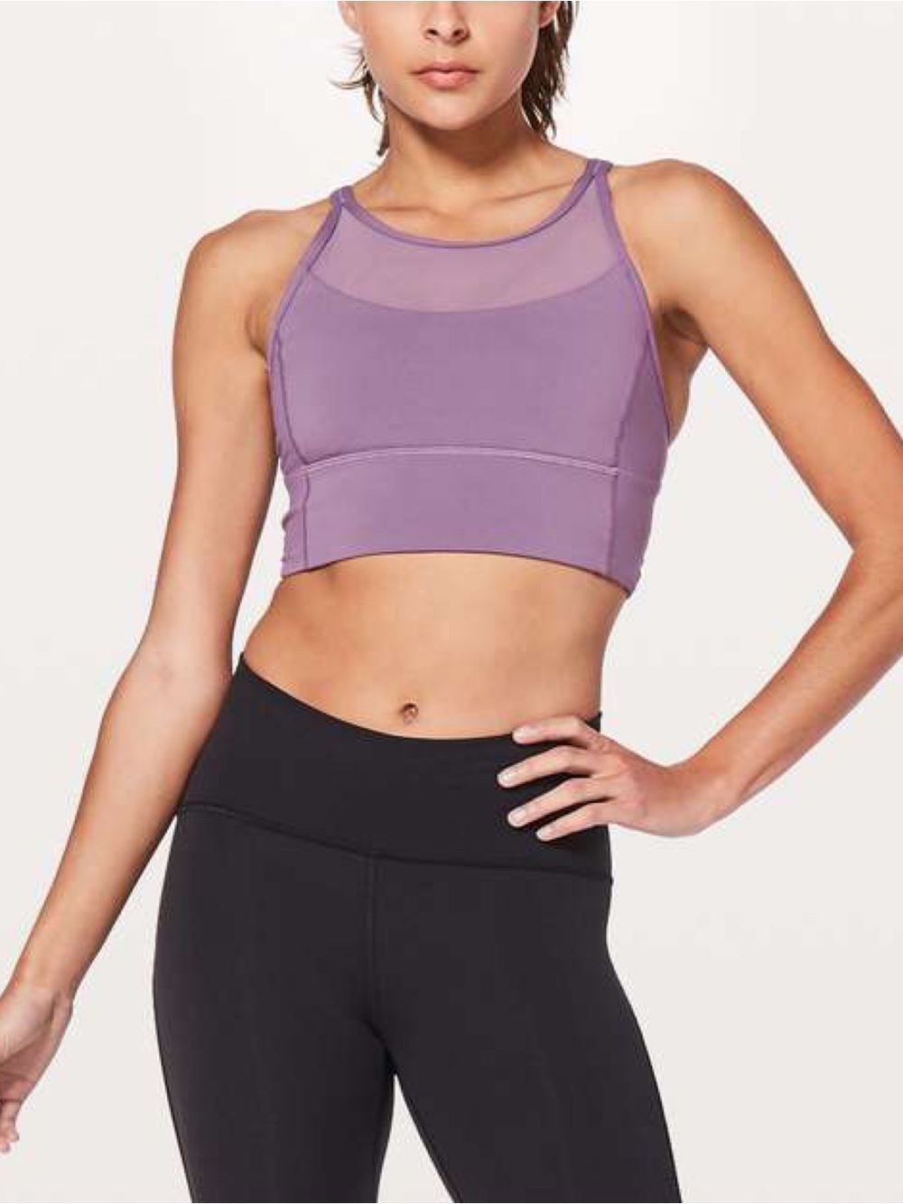 Lululemon Clip-In Long Line Bra Sz 6 In Smoked Mulberry
